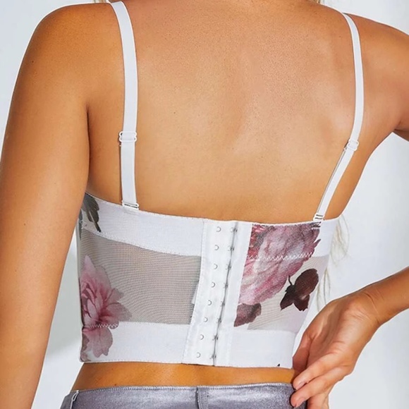 Boho Floral Print Sexy Bustier Crop Top - Picture 5 of 8